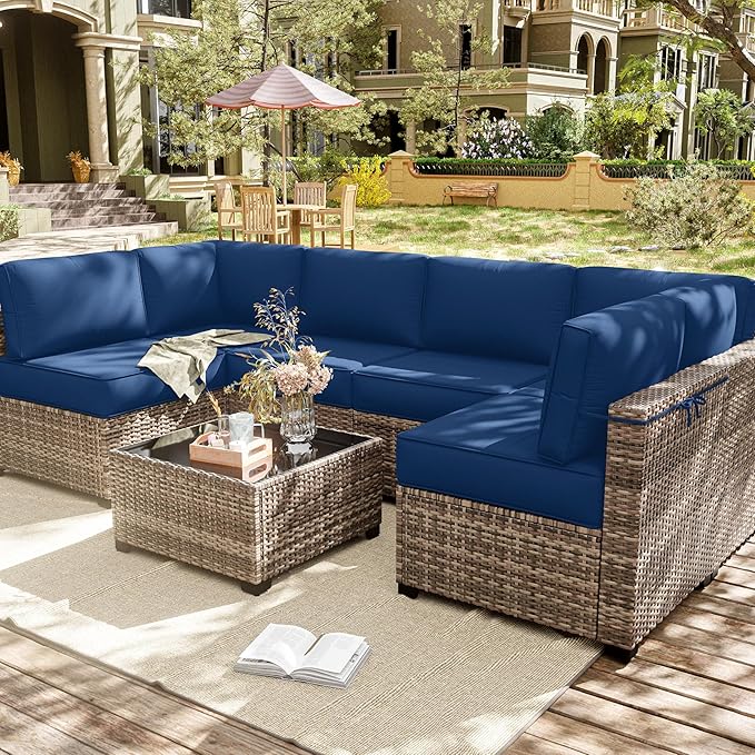 14 Pcs Outdoor Cushion Slipcovers Patio Cushion Covers Replacement Waterproof with Zipper for Outdoor Furniture, Patio Sofa Couch 3 Sizes, Covers Only