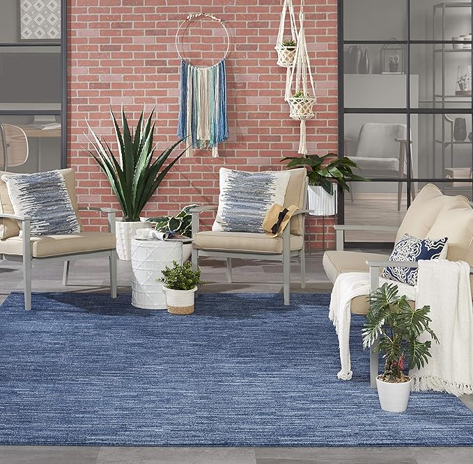Nourison Home Essentials 8' x 10' Navy Blue Fabric Outdoor Area Rug (8' x 10')