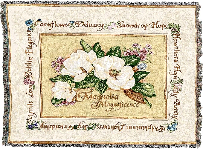 Pure Country Weavers Magnolia Magnificence Blanket by Judy Hand - Garden Floral Gift Tapestry Throw Woven from Cotton - Made in The USA (72x54)