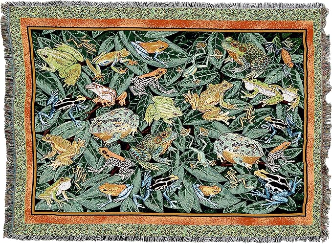 Pure Country Weavers Leap Frog Blanket by Elena Vladykina - Garden Floral Gift Tapestry Throw Woven from Cotton - Made in The USA (72x54)