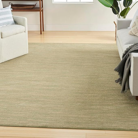 Nourison Home Essentials Indoor/Outdoor Green Gold 7' x 10' Area Rug, Easy Cleaning, Non Shedding, Bed Room, Living Room, Dining Room, Backyard, Deck, Patio (7x10)