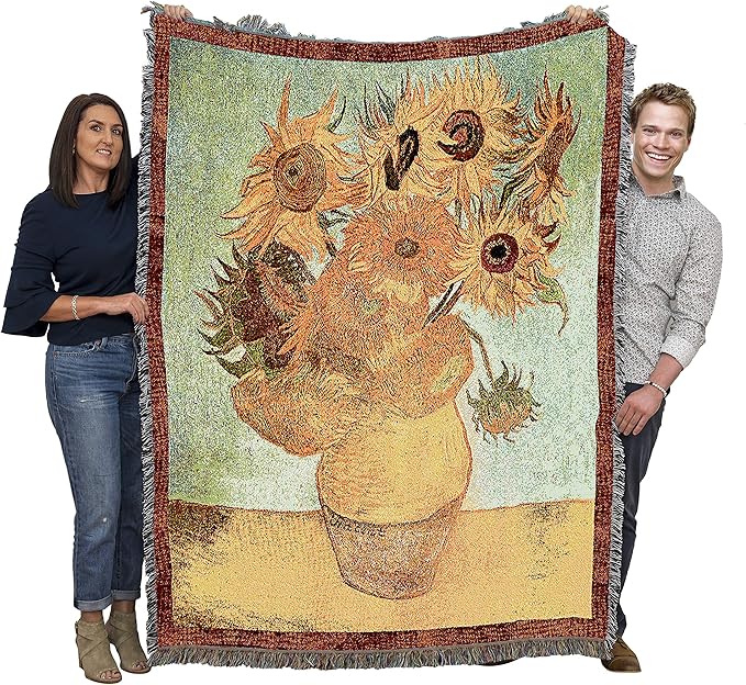 Pure Country Weavers Vase with Twelve Sunflowers Blanket by Vincent Van Gogh - Fine Art Gift Tapestry Throw Woven from Cotton - Made in The USA (72x54)