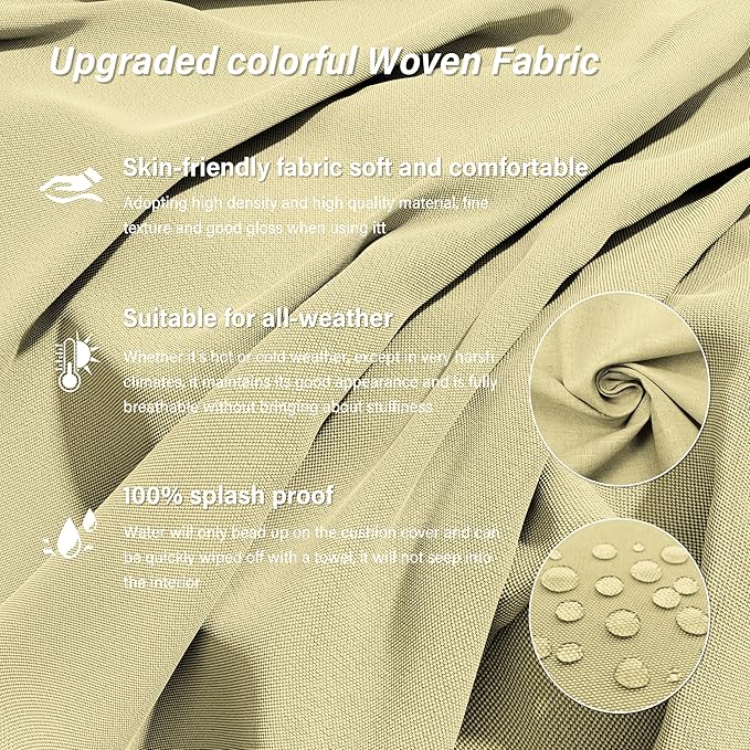 14 Pcs Outdoor Cushion Covers Patio Cushion Slipcovers Replacement Splash Proof with Zipper for Outdoor Furniture, Patio Sofa Couch 3 Sizes, Covers Only