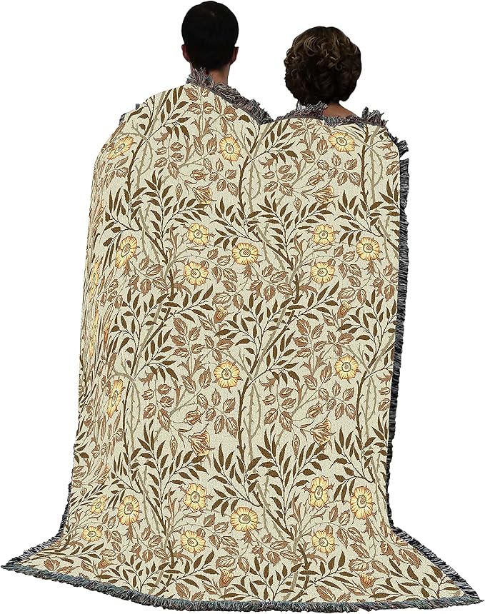 Pure Country Weavers William Morris Sweetbriar Mandarin Blanket - Arts & Crafts - Gift Tapestry Throw Woven from Cotton - Made in The USA (72x54)