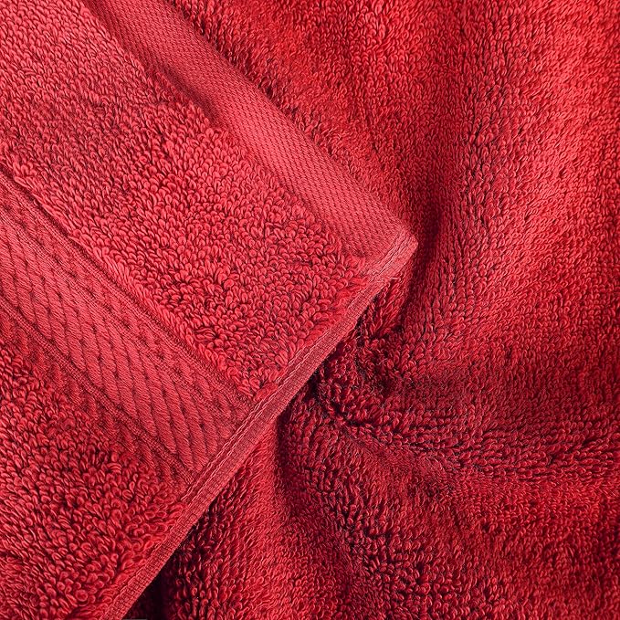 BNM Egyptian Cotton Heavyweight Towels, Ideal For Bathroom, Shower, Spa, Hotel, 800 GSM, Face/ Washcloths, Hand Towels, Bath Towels, Highly-Absorbent, Luxury Home Basics, 9 Piece Towel Set, Red