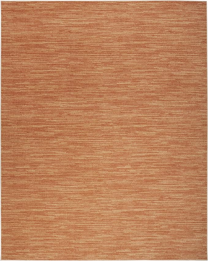 Nourison Home Essentials Indoor/Outdoor Rust 7' x 10' Area Rug, Easy Cleaning, Non Shedding, Bed Room, Living Room, Dining Room, Backyard, Deck, Patio (7x10)