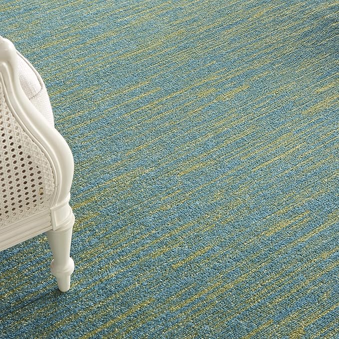 Nourison Home Essentials Indoor/Outdoor Blue Green 7' x 10' Area Rug, Easy Cleaning, Non Shedding, Bed Room, Living Room, Dining Room, Backyard, Deck, Patio (7x10)