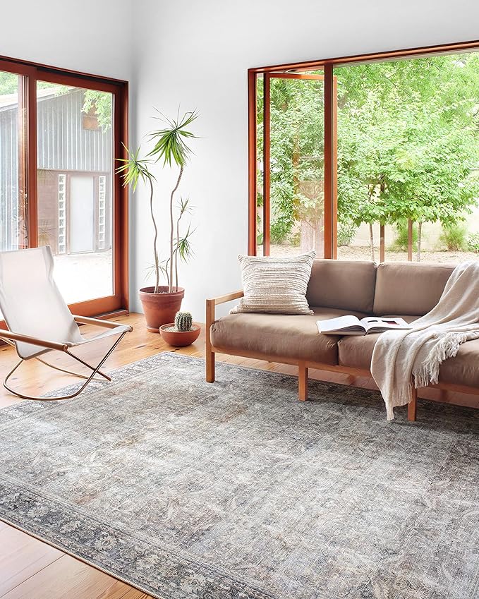 Loloi Wynter Collection WYN-07 Grey/Charcoal 2'-6" x 9'-6" Runner Rug, .13" Thick, Area Rug, Soft, Durable, Printed, Vintage Inspired, Low Pile, Non-Shedding, Easy Clean, Living Room Rug