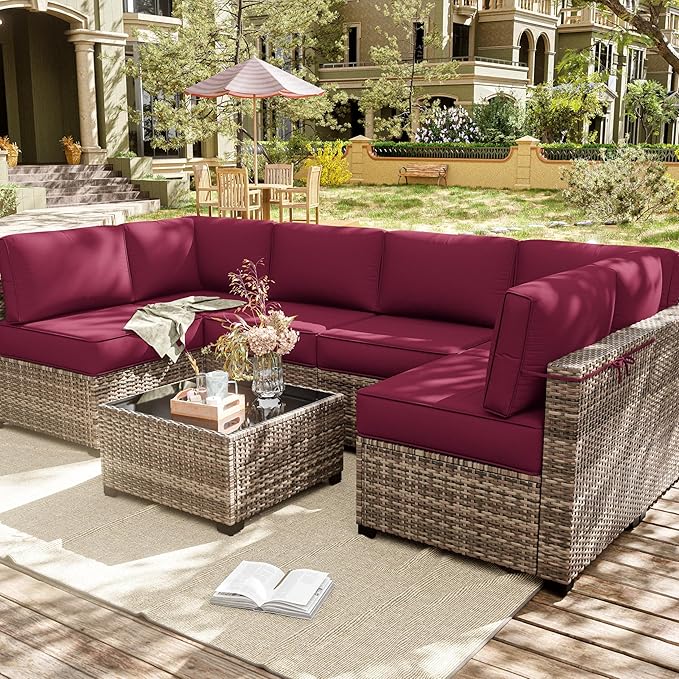 14 Pcs Outdoor Cushion Slipcovers Outdoor Patio Cushion Covers Replacement Waterproof with Zipper for Outdoor Furniture, Patio Sofa Couch 3 Sizes, Covers Only