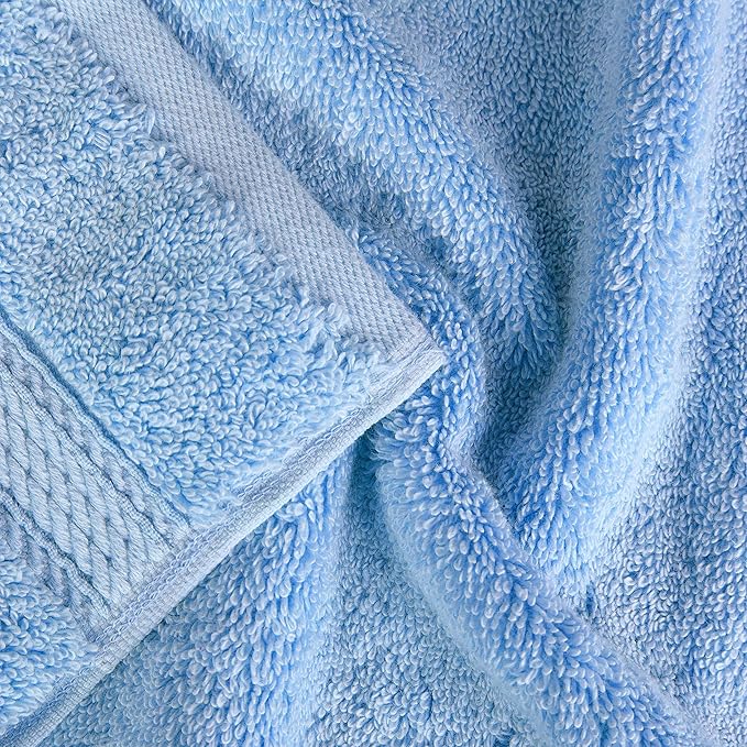 BNM Egyptian Cotton Heavyweight Towels, Ideal For Bathroom, Shower, Spa, 800 GSM Bath Towels, Highly-Absorbent, Luxury Bathroom Essentials, Soft Plush Home Basics, Bath Towel Set of 4, Light Blue