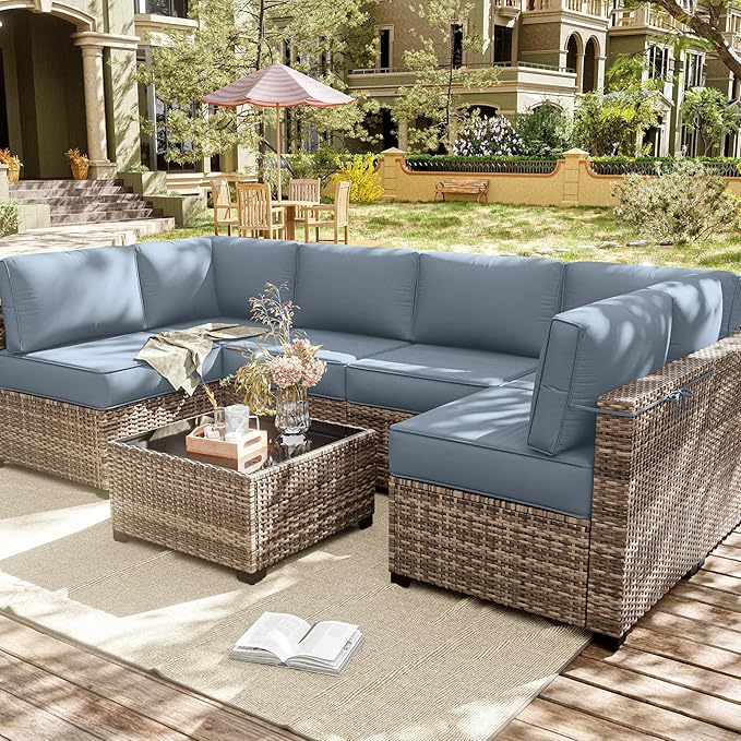 14 Pcs Outdoor Cushion Slipcovers Outdoor Patio Cushion Covers Replacement Waterproof with Zipper for Outdoor Furniture, Patio Sofa Couch 3 Sizes, Covers Only
