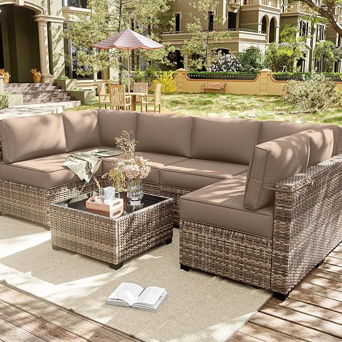 14 Pcs Outdoor Cushion Slipcovers Outdoor Patio Cushion Covers Replacement Waterproof with Zipper for Outdoor Furniture, Patio Sofa Couch 3 Sizes, Covers Only