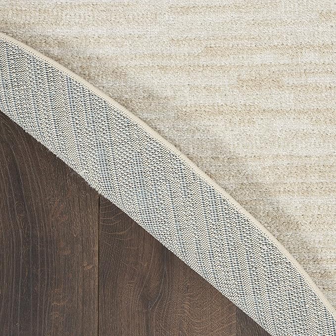Nourison Essentials Indoor/Outdoor Ivory Beige 4' x Round Area Rug, Easy Cleaning, Non Shedding, Bed Room, Living Room, Dining Room, Backyard, Deck, Patio (4 Round)