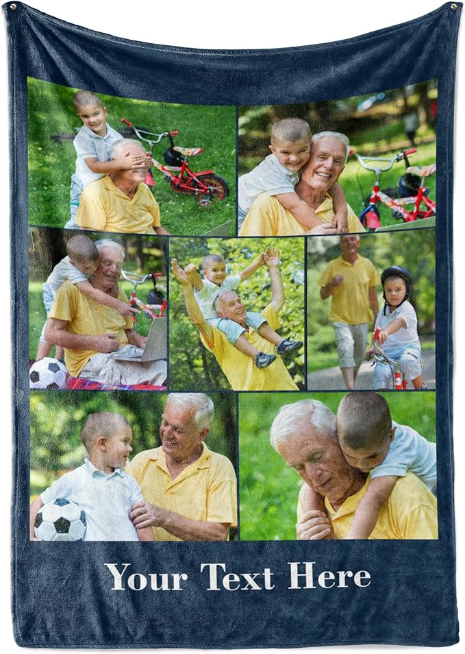 Ships Next Day, Custom Blanket with Picture and Text - Printed in USA, Personalized Photo Blanket with Text (Fleece 60x80)