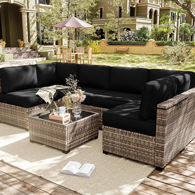 14 Pcs Outdoor Cushion Slipcovers Patio Cushion Covers Replacement Waterproof with Zipper for Outdoor Furniture, Patio Sofa Couch 3 Sizes, Covers Only