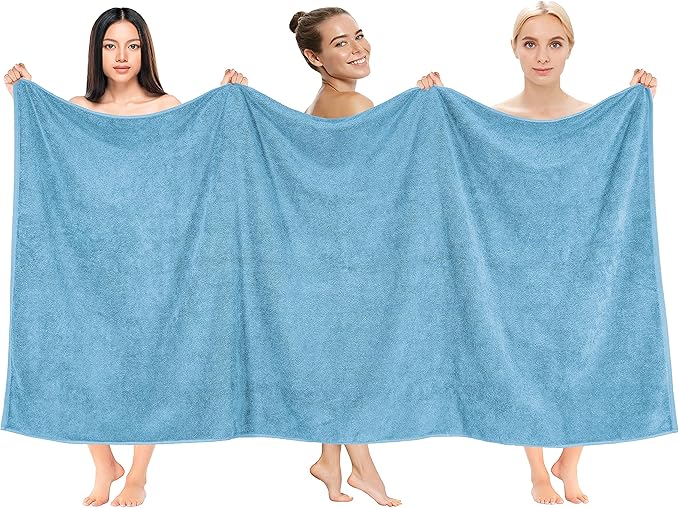Cotton Paradise 100% Cotton 40x80 Oversized Bath Sheet, Extra Large Turkish Bath Towels for Bathroom, Sky Blue Bathsheet