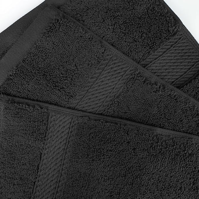BNM Egyptian Cotton Heavyweight Towels, Ideal For Bathroom, Shower, Spa, Hotel, 800 GSM, Face/ Washcloths, Hand Towels, Bath Towels, Highly-Absorbent, Luxury Home Basics, 9 Piece Towel Set, Black