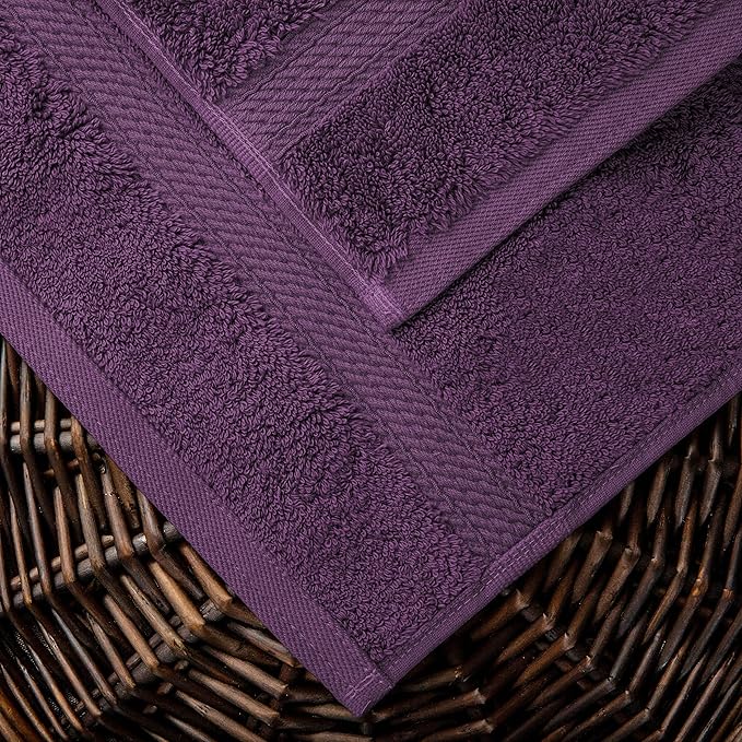 BLUENILEMILLS Premium Towel Collection, Egyptian Cotton Towels for Shower and Bathroom Assorted 6-Piece Towel Set, 30" x 55", 20" x 30", 13" x 13", Plum by Blue Nile Mills
