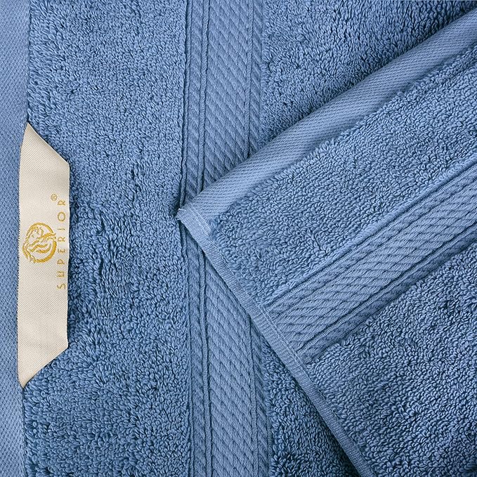 BLUENILEMILLS Premium Towel Collection, Egyptian Cotton Towels for Shower and Bathroom 2-Piece Bath Sheet Set, 34" x 68", Denim Blue by Blue Nile Mills