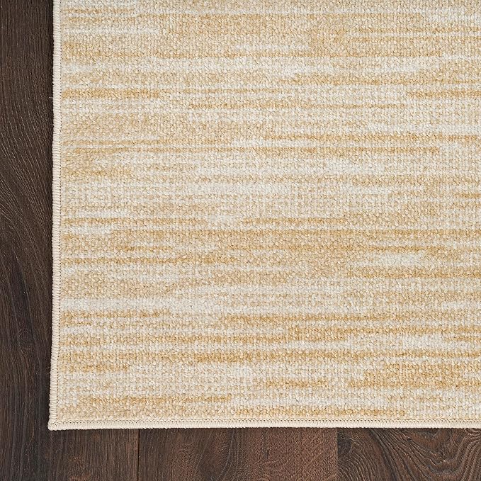 Nourison Home Essentials Indoor/Outdoor Ivory Gold 2'2" x 7'6 Area Rug, Easy Cleaning, Non Shedding, Bed Room, Living Room, Dining Room, Backyard, Deck, Patio (2x8)