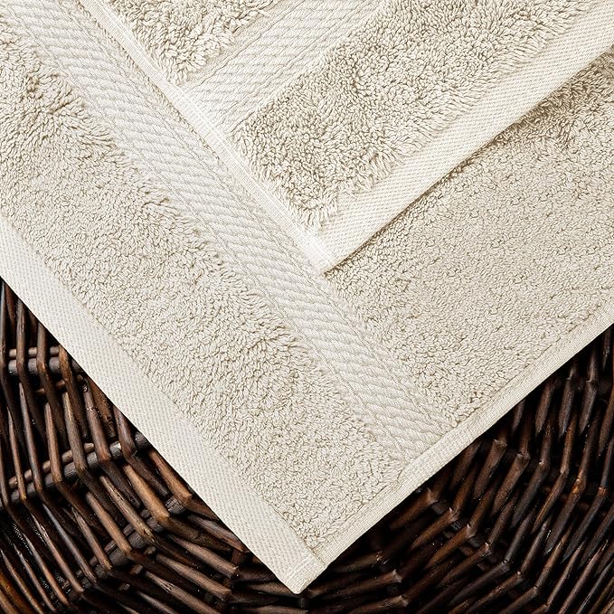 BLUENILEMILLS Solid Egyptian Cotton Bath Towel Set, 30" x 55", Stone, 2-Pieces