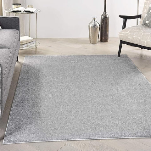Nourison Home Essentials Indoor/Outdoor Silver Grey 6' x 9' Area Rug, Easy Cleaning, Non Shedding, Bed Room, Living Room, Dining Room, Backyard, Deck, Patio (6x9)