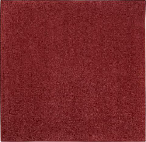 Nourison Essentials Indoor/Outdoor Brick Red 7' x Square Area Rug, Easy Cleaning, Non Shedding, Bed Room, Living Room, Dining Room, Backyard, Deck, Patio (7 Square)