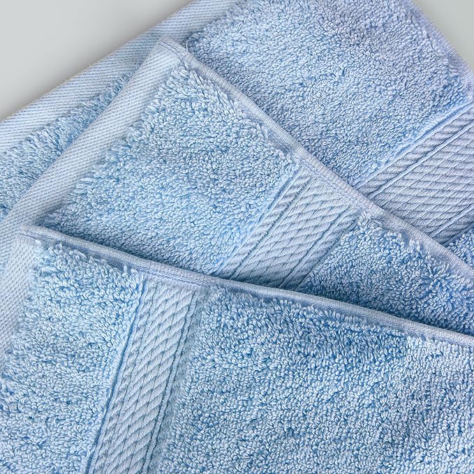 BNM Egyptian Cotton Heavyweight Towels, Ideal For Bathroom, Shower, Spa, 800 GSM Bath Towels, Highly-Absorbent, Luxury Bathroom Essentials, Soft Plush Home Basics, Bath Towel Set of 4, Light Blue