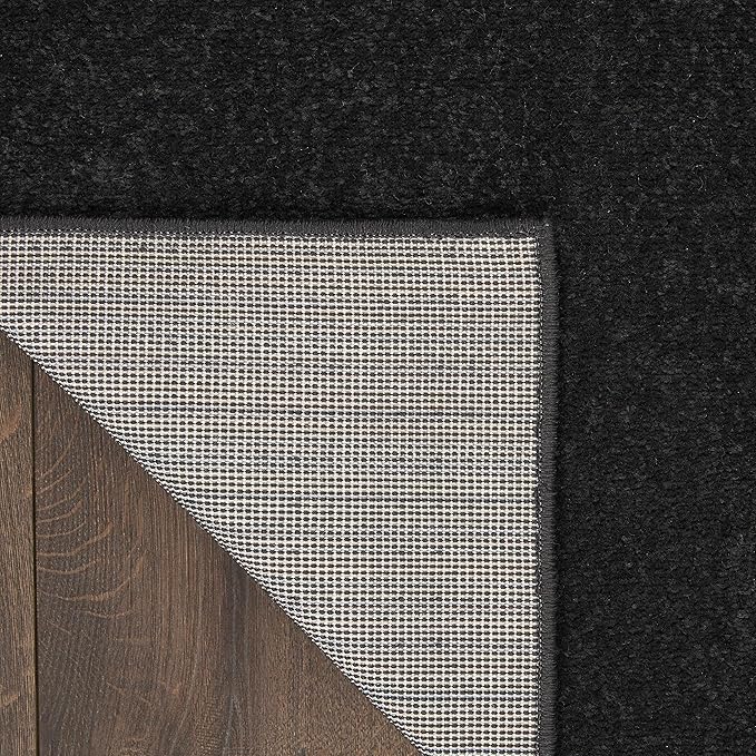 Nourison Home Essentials Solid Contemporary Black 2'x10' Runner Rug , 2'2" X 10'