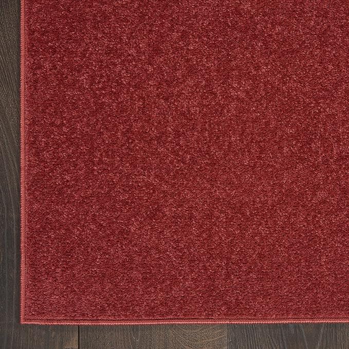 Nourison Home Essentials Solid Indoor/Outdoor Brick Red 2'2" x 18 Area Rug, Easy Cleaning, Non Shedding, Bed Room, Living Room, Dining Room, Deck, Patio, Backyard (2x18)