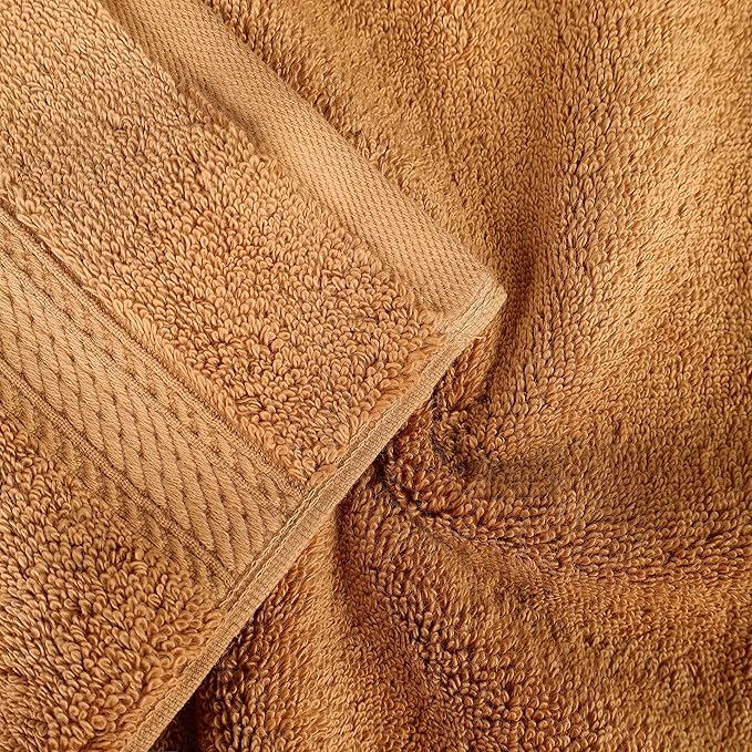 BNM Egyptian Cotton Heavyweight Towels, Ideal For Bathroom, Shower, Spa, Hotel, 800 GSM, Face/ Washcloths, Hand Towels, Bath Towels, Highly-Absorbent, Luxury Basics, 9 Piece Towel Set, Orange Rust