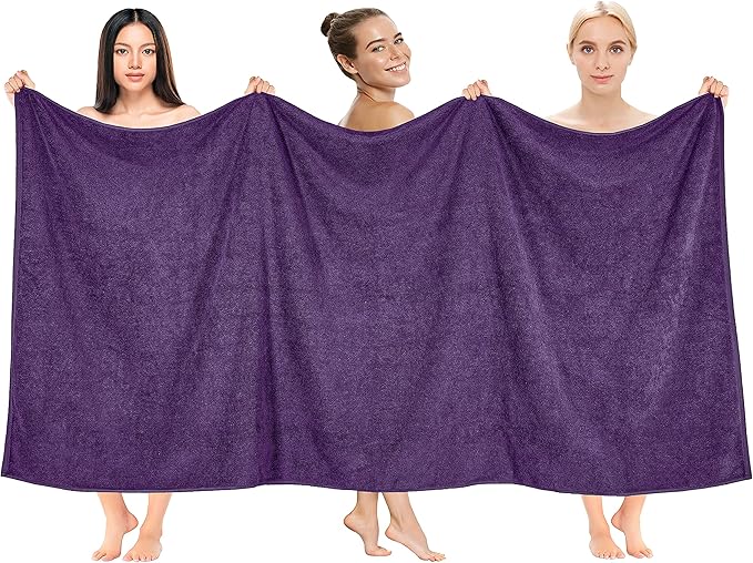 Cotton Paradise 100% Cotton 40x80 Oversized Bath Sheet, Extra Large Turkish Bath Towels for Bathroom, Purple Bathsheet
