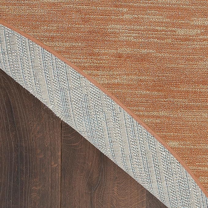 Nourison Home Essentials Indoor/Outdoor Rust 4' x Round Area Rug, Easy Cleaning, Non Shedding, Bed Room, Living Room, Dining Room, Backyard, Deck, Patio (4 Round)