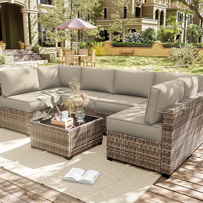14 Pcs Outdoor Cushion Slipcovers Outdoor Patio Cushion Covers Replacement Waterproof with Zipper for Outdoor Furniture, Patio Sofa Couch 3 Sizes, Covers Only