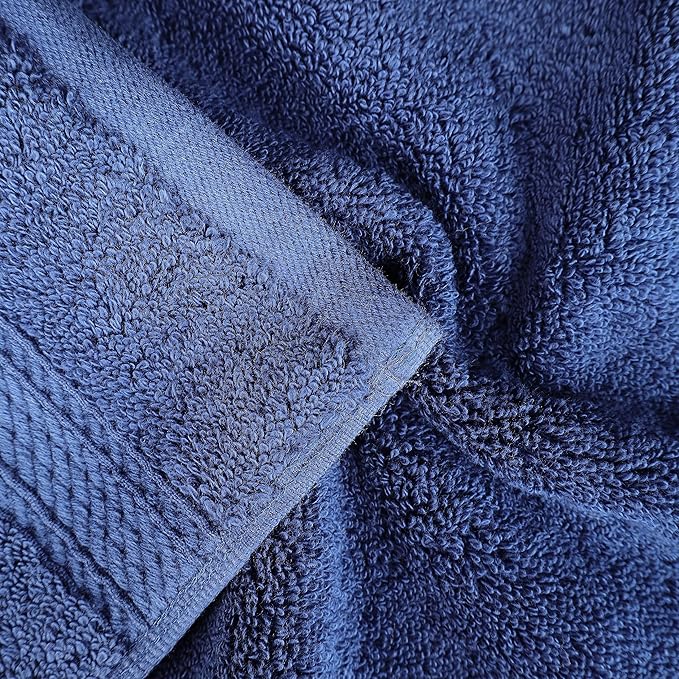 BNM Egyptian Cotton Heavyweight Towels, Ideal For Bathroom, Shower, Spa, Hotel, 800 GSM, Face/ Washcloths, Hand Towels, Bath Towels, Highly-Absorbent, Luxury Home Basics, 9 Piece Towel Set, Navy Blue