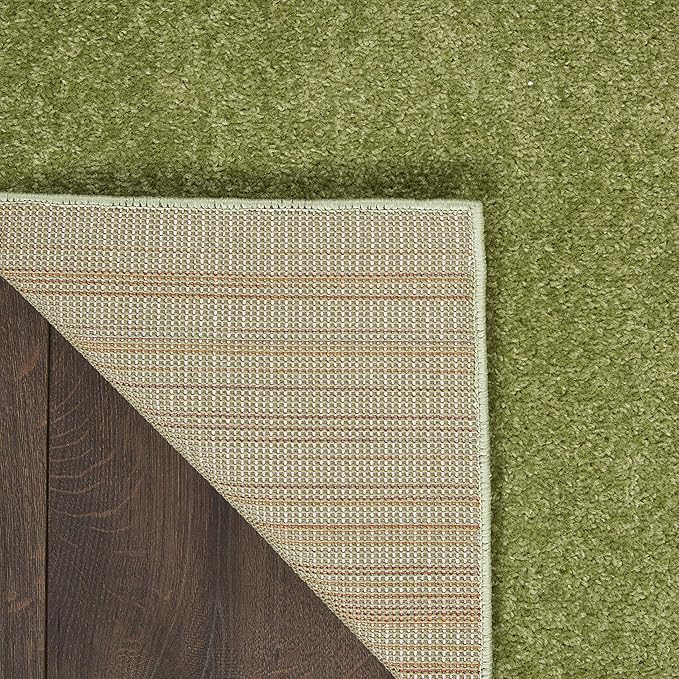 Nourison Home Essentials Solid Indoor/Outdoor Green 2'2" x 18 Area Rug, Easy Cleaning, Non Shedding, Bed Room, Living Room, Dining Room, Deck, Patio, Backyard (2x18)