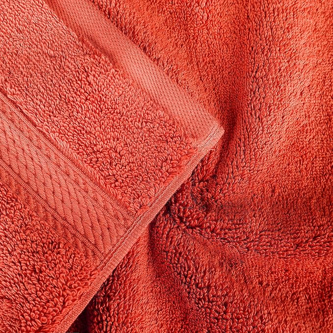 BNM Egyptian Cotton Heavyweight Towels, Ideal For Bathroom, Shower, Spa, Hotel, 800 GSM, Face/ Washcloths, Hand Towels, Bath Towels, Highly-Absorbent, Luxury Home Basics, 9 Piece Towel Set, Coral
