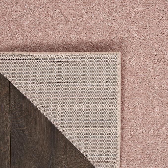 Nourison Home Essentials Solid Indoor/Outdoor Pink 2'2" x 18 Area Rug, Easy Cleaning, Non Shedding, Bed Room, Living Room, Dining Room, Deck, Patio, Backyard (2x18)