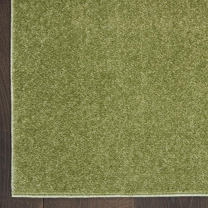 Nourison Home Essentials Solid Indoor/Outdoor Green 2'2" x 18 Area Rug, Easy Cleaning, Non Shedding, Bed Room, Living Room, Dining Room, Deck, Patio, Backyard (2x18)
