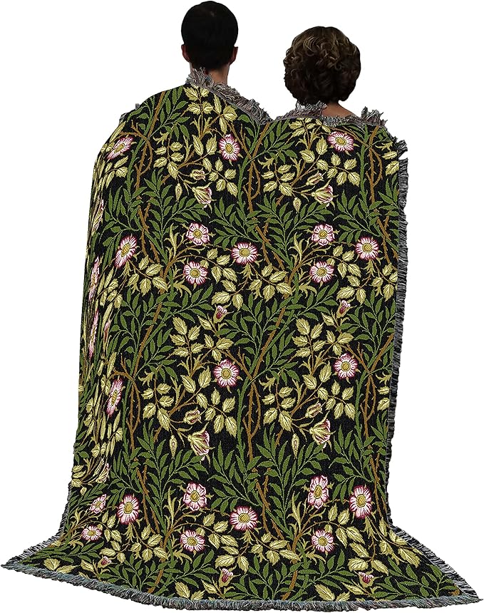 Pure Country Weavers William Morris Sweetbriar Night Blanket - Arts & Crafts - Gift Tapestry Throw Woven from Cotton - Made in The USA (72x54)
