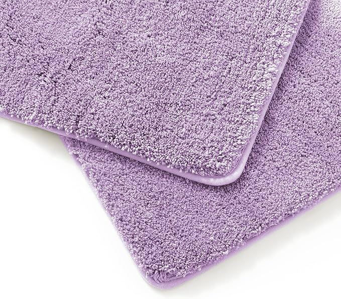 YHF Bathroom Rugs 17" X 24", Extra Thick & Soft Microfiber Shaggy, Machine Washable Bath Mats, Absorbent Bath Rugs, Non-Slip Rubber Backing Bath Mat for Bathroom Floor, Tub and Shower, Lavender