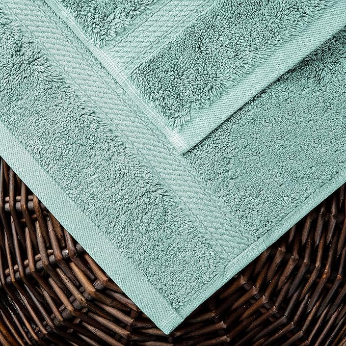 BLUENILEMILLS Premium Towel Collection, Egyptian Cotton Towels for Shower and Bathroom Assorted 6-Piece Towel Set, 30" x 55", 20" x 30", 13" x 13", Sea Foam by Blue Nile Mills
