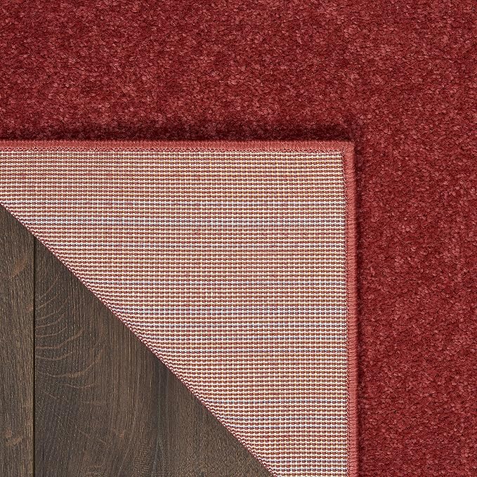 Nourison Home Essentials Solid Indoor/Outdoor Brick Red 2'2" x 18 Area Rug, Easy Cleaning, Non Shedding, Bed Room, Living Room, Dining Room, Deck, Patio, Backyard (2x18)