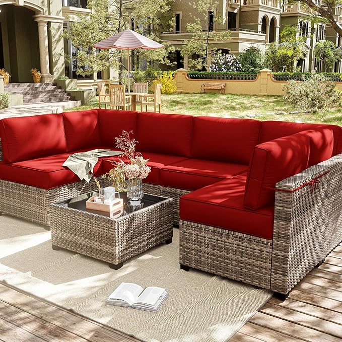 14 Pcs Outdoor Cushion Slipcovers Outdoor Patio Cushion Covers Replacement Waterproof with Zipper for Outdoor Furniture, Patio Sofa Couch 3 Sizes, Covers Only