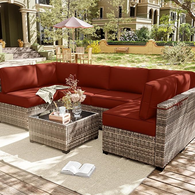 14 Pcs Outdoor Cushion Slipcovers Outdoor Patio Cushion Covers Replacement Waterproof with Zipper for Outdoor Furniture, Patio Sofa Couch 3 Sizes, Covers Only