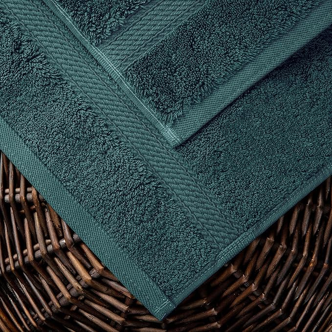 BLUENILEMILLS Premium Towel Collection, Egyptian Cotton Towels for Shower and Bathroom Assorted 6-Piece Towel Set, 30" x 55", 20" x 30", 13" x 13", Teal by Blue Nile Mills