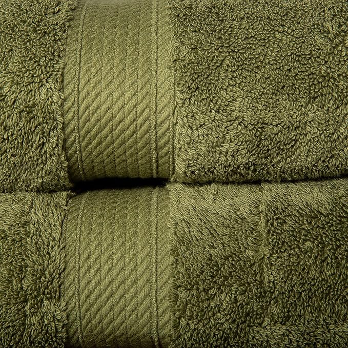 BLUENILEMILLS Premium Towel Collection, Egyptian Cotton Towels for Shower and Bathroom Assorted 2-Piece Towel Set, 30" x 55", Forest Green by Blue Nile Mills