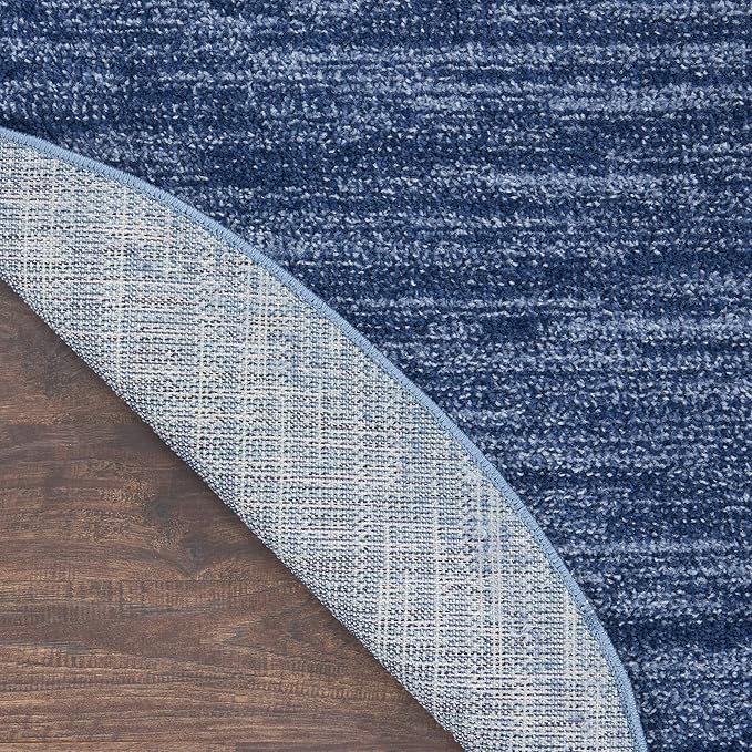 Nourison Home Essentials 6' x Round Navy Blue Fabric Outdoor Area Rug (6' Round)