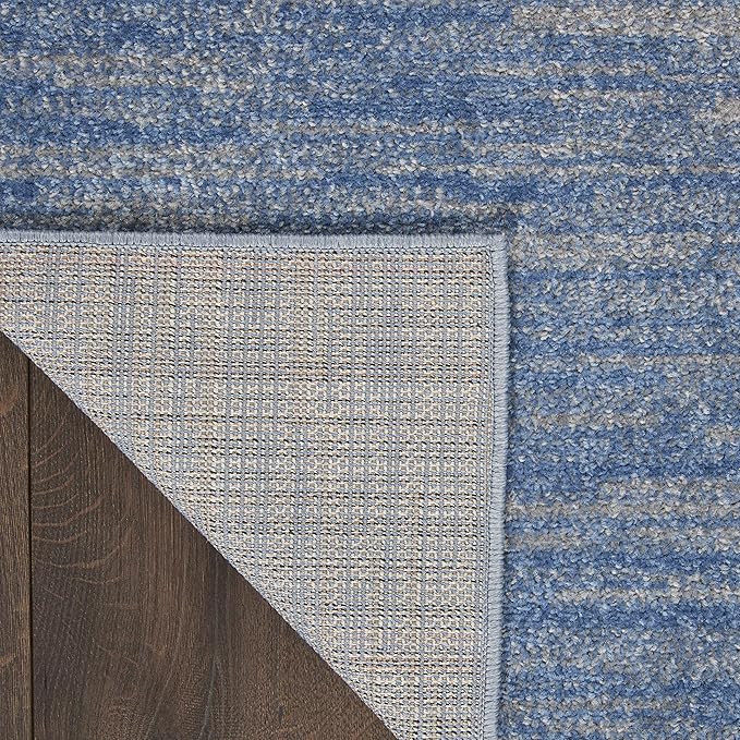 Nourison Home Essentials Solid Indoor/Outdoor Blue/Grey 2'2" x 14 Area Rug, Easy Cleaning, Non Shedding, Bed Room, Living Room, Dining Room, Deck, Patio, Backyard (2x14)