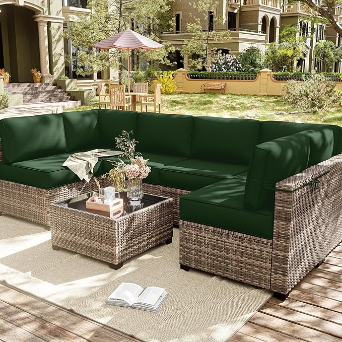 14 Pcs Outdoor Cushion Slipcovers Patio Cushion Covers Replacement Waterproof with Zipper for Outdoor Furniture, Patio Sofa Couch 3 Sizes, Covers Only